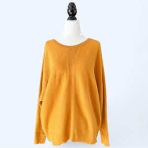 Nicole Miller Women’s Yellow 100% Merino Wool Relaxed Fit Ribbed Sweater XL